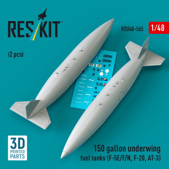 Shop 150 gallon underwing fuel tanks (F-5E/F/N, F-20, AT-3) (2 pcs) (3D Printed) (1/48) Scale Plastic Models Kits. Accessories and Resin Parts. Reskit online Store