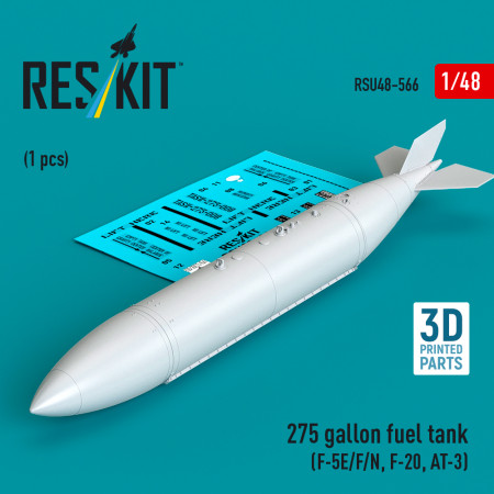 Shop 275 gallon fuel tank (F-5E/F/N, F-20, AT-3) (1 pcs) (3D Printed) (1/48) Scale Plastic Models Kits. Accessories and Resin Parts. Reskit online Store