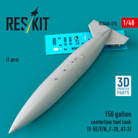 Shop 150 gallon centerline fuel tank (F-5E/F/N, F-20, AT-3) (1 pcs) (3D Printed) (1/48) Scale Plastic Models Kits. Accessories and Resin Parts. Reskit online Store