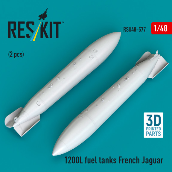 Shop 1200 L fuel tanks French Jaguar (2 pcs) (3D Printed) (1/48) Scale Plastic Models Kits. Accessories and Resin Parts. Reskit online Store