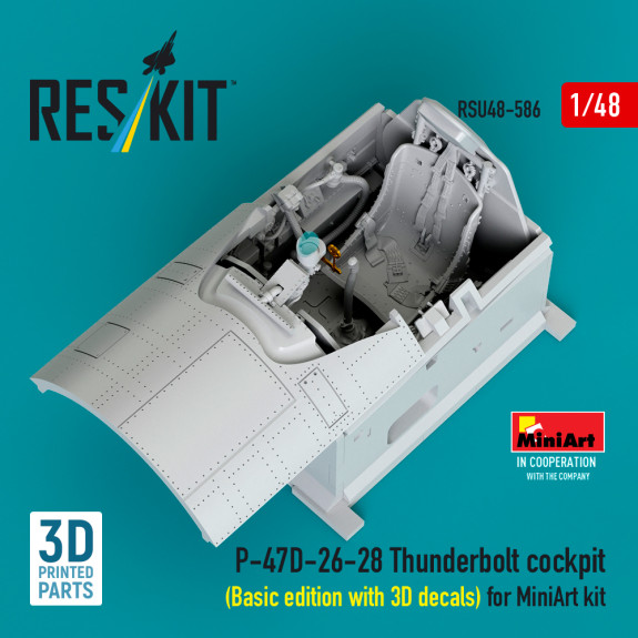 Shop P-47D-26-28 Thunderbolt cockpit (Basic edition with 3D decals) for MiniArt kit (3D Printed) (1/48) Scale Plastic Models Kits. Accessories and Resin Parts. Reskit online Store