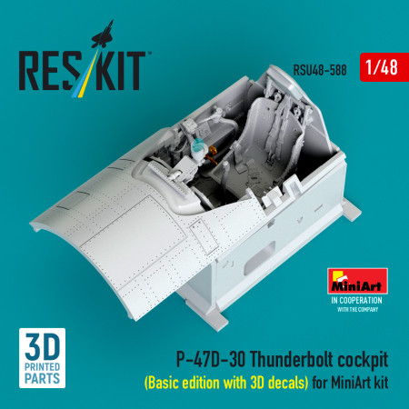 Shop P-47D-30 Thunderbolt cockpit (Basic edition with 3D decals) for MiniArt kit (3D Printed) (1/48) Scale Plastic Models Kits. Accessories and Resin Parts. Reskit online Store