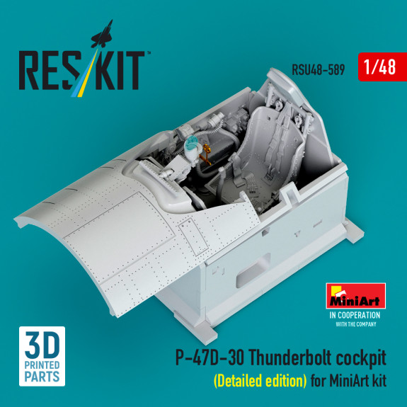 Shop P-47D-30 Thunderbolt cockpit (Detailed edition) for MiniArt kit (3D Printed) (1/48) Scale Plastic Models Kits. Accessories and Resin Parts. Reskit online Store