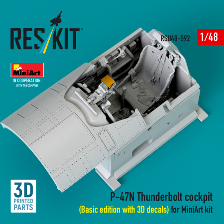 Shop P-47N Thunderbolt cockpit (Basic edition with 3D decals) for MiniArt kit (3D Printed) (1/48) Scale Plastic Models Kits. Accessories and Resin Parts. Reskit online Store