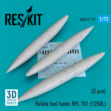 Rafale fuel tanks RPL 701 (1250L) (3 pcs) (3D Printed) (1/72) Shop Rafale fuel tanks RPL 701 (1250L) (3 pcs) (3D Printed) (1/72) Scale Plastic Models Kits. Accessories and Resin Parts. Reskit online Store