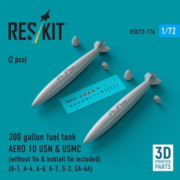 Shop 300 gallon fuel tank AERO 1D USN & USMC (without fin & bobtail fin included) (2 pcs) (3D Printed) (1/72) Scale Plastic Models Kits. Accessories and Resin Parts. Reskit online Store