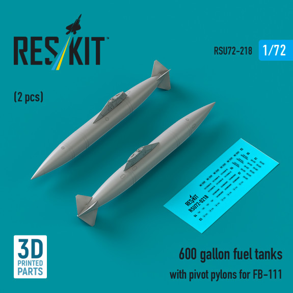 Shop 600 gallon fuel tanks with pivot pylons for FB-111 (2 pcs) (3D Printed) (1/72) Scale Plastic Models Kits. Accessories and Resin Parts. Reskit online Store