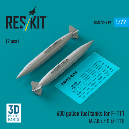 Shop 600 gallon fuel tanks for F-111 (A,C,D,E,F & EF-111) (2 pcs) (3D Printed) (1/72) Scale Plastic Models Kits. Accessories and Resin Parts. Reskit online Store