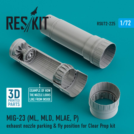 Shop MIG-23 (ML, MLD, MLAE, P) exhaust nozzle parking & fly position for Clear Prop kit (3D Printed) (1/72) Scale Plastic Models Kits. Accessories and Resin Parts. Reskit online Store