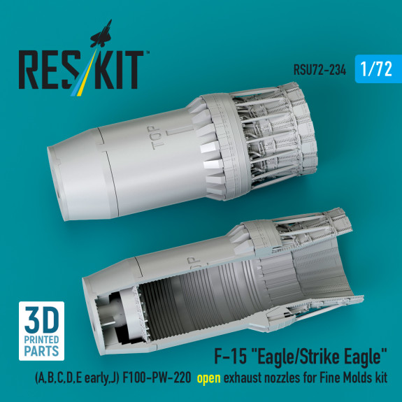 Shop F-15 "Eagle/Strike Eagle" (A,B,C,D,E early,J) F100-PW-220  open exhaust nozzles for Fine Molds kit (3D Printed) (1/72) Scale Plastic Models Kits. Accessories and Resin Parts. Reskit online Store
