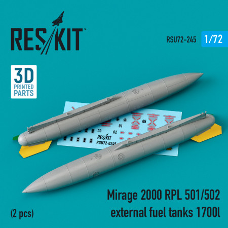 Mirage 2000 RPL 501/502 external fuel tanks 1700lt (2 pcs) (3D Printed) (1/72) Shop Mirage 2000 RPL 501/502 external fuel tanks 1700lt (2 pcs) (3D Printed) (1/72) Scale Plastic Models Kits. Accessories and Resin Parts. Reskit online Store