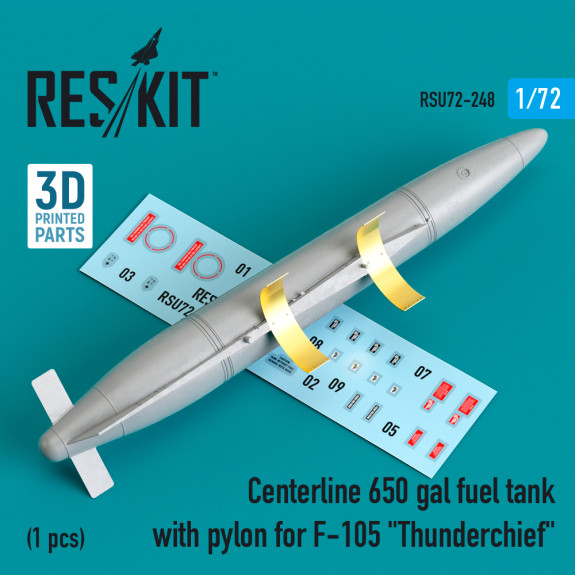 Shop Centerline 650 gal fuel tank with pylons for F-105 "Thunderchief" (1 pcs) (3D Printed) (1/72) Scale Plastic Models Kits. Accessories and Resin Parts. Reskit online Store