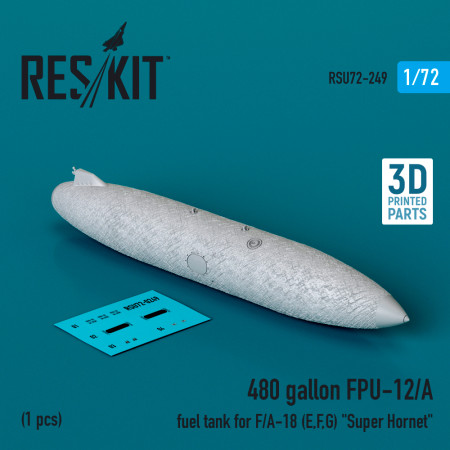 Shop 480 gallon FPU-12/A fuel tank for F/A-18 (E,F,G) "Super Hornet" (1 pcs) (3D Printed) (1/72) Scale Plastic Models Kits. Accessories and Resin Parts. Reskit online Store