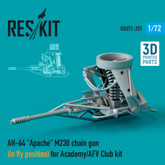 Shop AH-64 "Apache" M230 chain gun (in fly position) for Academy / AFV Club kit (3D Printed) (1/72) Scale Plastic Models Kits. Accessories and Resin Parts. Reskit online Store