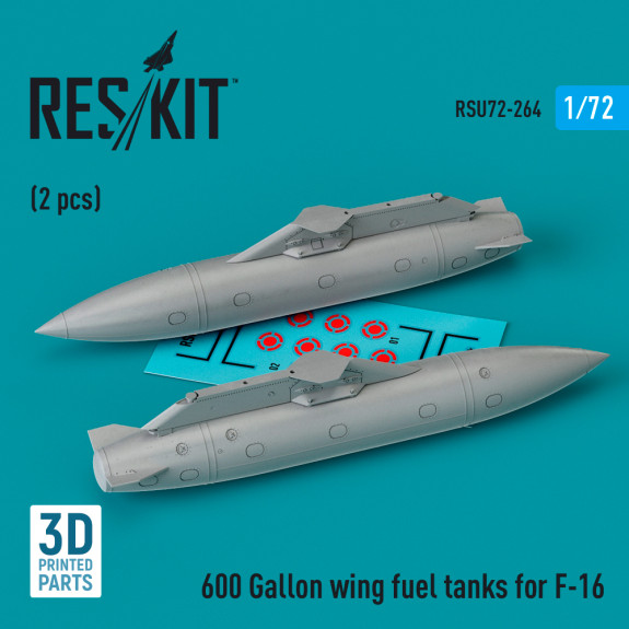 Shop 600 Gallon wing fuel tanks for F-16 & JASDF F2 (CJ/DJ Block 50/52, 50/52+, Sufa) (2 pcs) (3D Printed) (1/72) Scale Plastic Models Kits. Accessories and Resin Parts. Reskit online Store