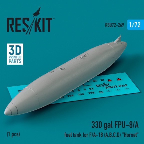 Shop 330 Gallon FPU-8/A fuel tank for F/A-18 (A,B,C,D) "Hornet"  (1 pcs) (3D printed)  (1/72) Scale Plastic Models Kits. Accessories and Resin Parts. Reskit online Store