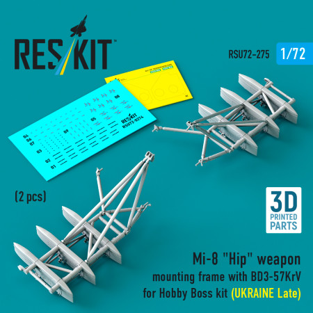 Mi-8 "Hip" weapon mounting frame with BD3-57KrV for Hobby Boss kit (UKRAINE Late) (2 pcs) (3D Printed) (1/72) Shop Mi-8 "Hip" weapon mounting frame with BD3-57KrV for Hobby Boss kit (UKRAINE Late) (2 pcs) (3D Printed) (1/72) Scale Plastic Models Kits. Accessories and Resin Parts. Reskit online Store