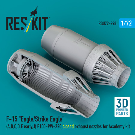 Shop F‑15 "Eagle/Strike Eagle" (A, B, C, D, E early, J) F100-PW-220 closed exhaust nozzles for Academy kit (3D Printed) (1/72) Scale Plastic Models Kits. Accessories and Resin Parts. Reskit online Store