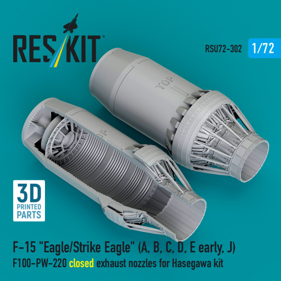 Shop F‑15 "Eagle/Strike Eagle" (A, B, C, D, E early, J) F100-PW-220 closed exhaust nozzles for Hasegawa kit (3D Printed) (1/72) Scale Plastic Models Kits. Accessories and Resin Parts. Reskit online Store