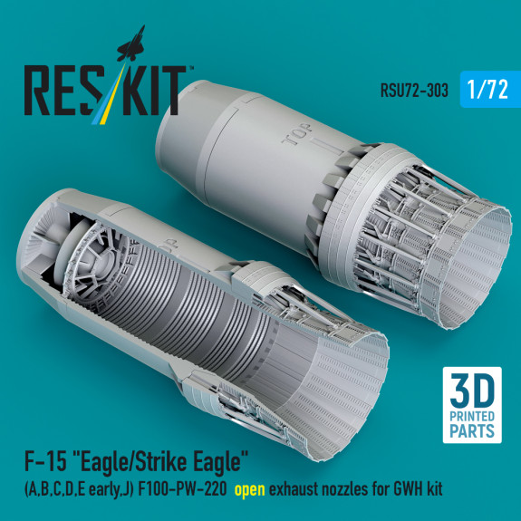 Shop F-15 "Eagle/Strike Eagle" (A,B,C,D,E early,J) F100-PW-220  open exhaust nozzles for GWH kit (3D Printed) (1/72) Scale Plastic Models Kits. Accessories and Resin Parts. Reskit online Store