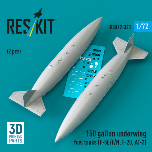 Shop 150 gallon underwing fuel tanks (F-5E/F/N, F-20, AT-3) (2 pcs) (3D Printed) (1/72) Scale Plastic Models Kits. Accessories and Resin Parts. Reskit online Store