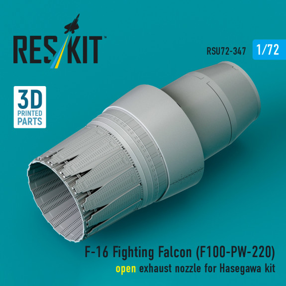 F-16 Fighting Falcon (F100-PW-220) open exhaust nozzle for Hasegawa kit (3D Printed) (1/72) Shop F-16 Fighting Falcon (F100-PW-220) open exhaust nozzle for Hasegawa kit (3D Printed) (1/72) Scale Plastic Models Kits. Accessories and Resin Parts. Reskit online Store