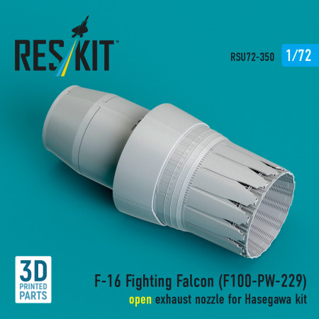 F-16 Fighting Falcon (F100-PW-229) open exhaust nozzle for Hasegawa kit (3D Printed) (1/72) Shop F-16 Fighting Falcon (F100-PW-229) open exhaust nozzle for Hasegawa kit (3D Printed) (1/72) Scale Plastic Models Kits. Accessories and Resin Parts. Reskit online Store