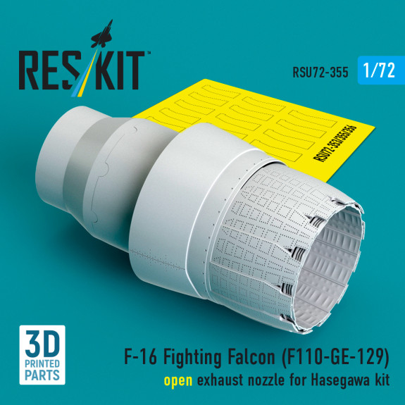 F-16 Fighting Falcon (F110-GE-129) open exhaust nozzle for Hasegawa kit (3D Printed) (1/72) Shop F-16 Fighting Falcon (F110-GE-129) open exhaust nozzle for Hasegawa kit (3D Printed) (1/72) Scale Plastic Models Kits. Accessories and Resin Parts. Reskit online Store