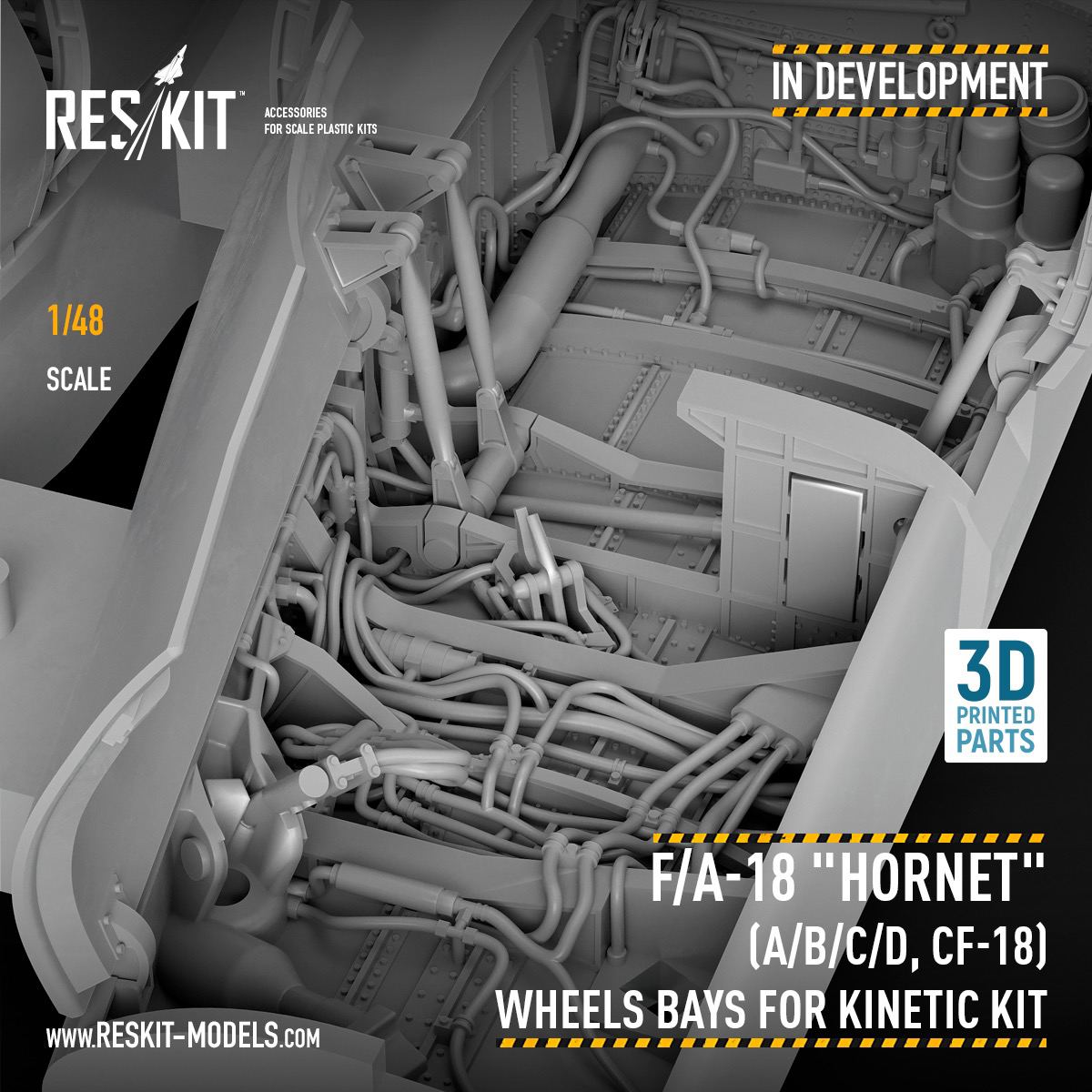 ResKit is currently developing a highly detailed set of F/A-18 "Hornet" (A/B/C/D, CF-18) Wheels Bays