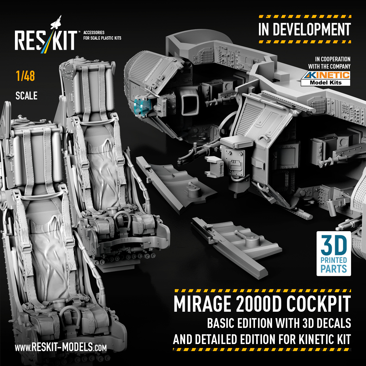 Highly detailed cockpit sets for the Kinetic 1/48 Mirage 2000 kits!