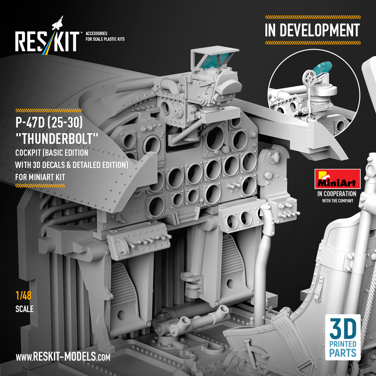 Now in development: P-47D (25–30) "Thunderbolt" Cockpit Set in 1/48