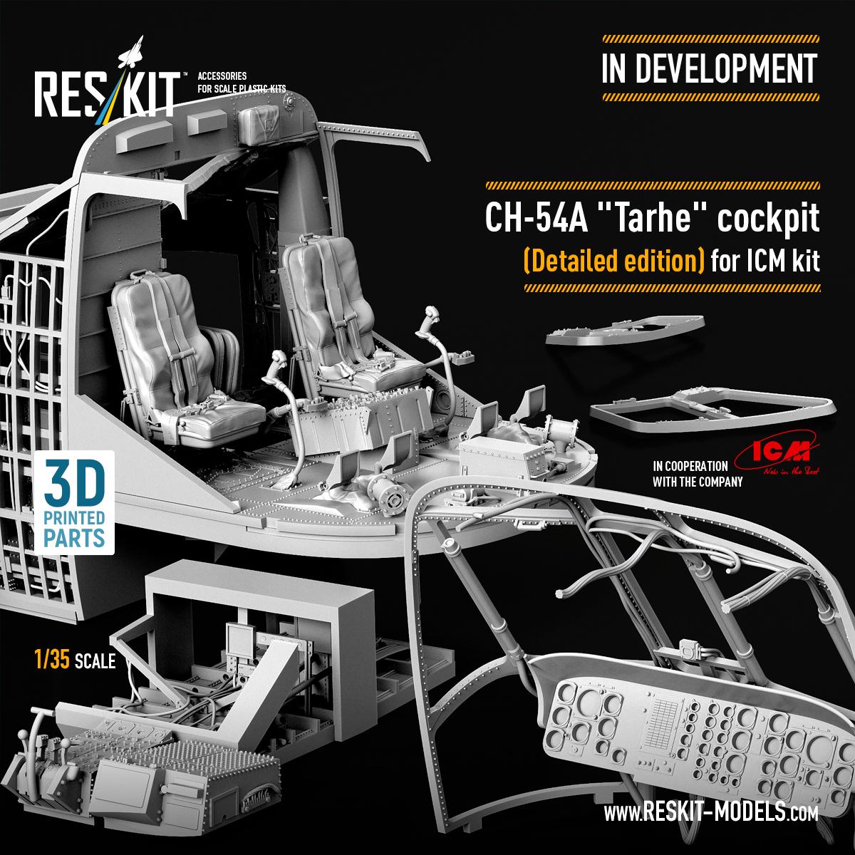 Highly detailed cockpit set for the CH-54A “Tarhe” in 1/35 scale