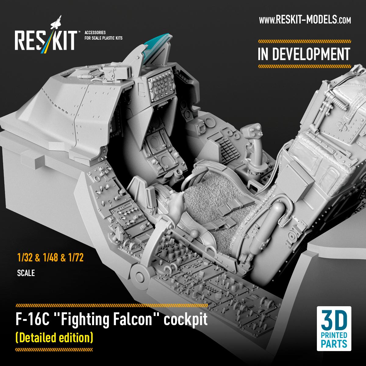 F-16C “Fighting Falcon” Cockpit (Detailed Edition), available in 1/32, 1/48, and 1/72 scales