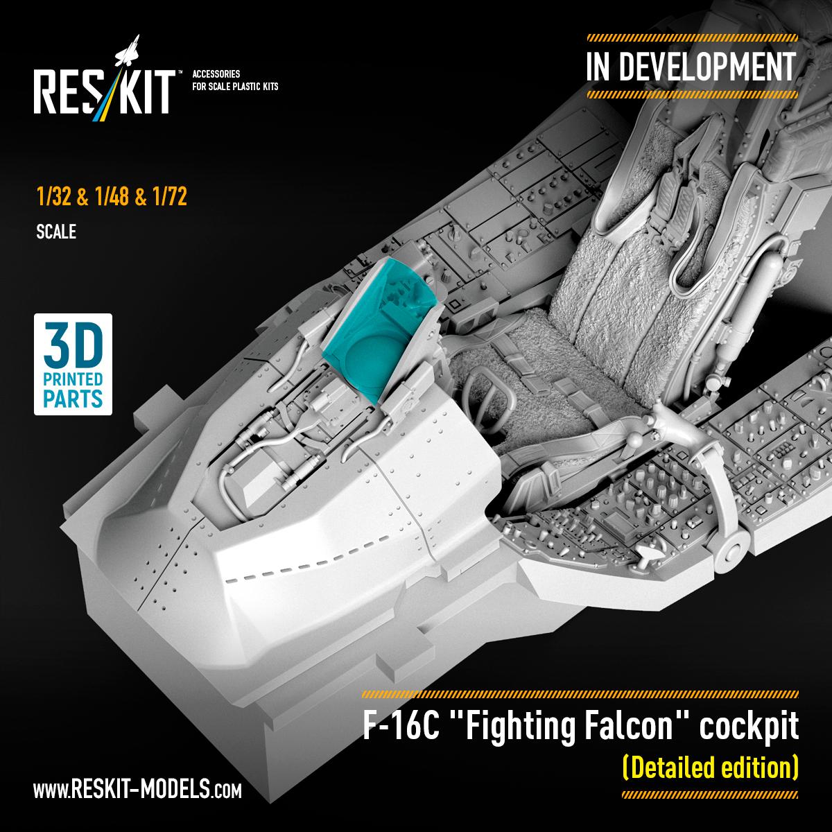  F-16C “Fighting Falcon” Cockpit (Detailed Edition), available in 1/32, 1/48, and 1/72 scales