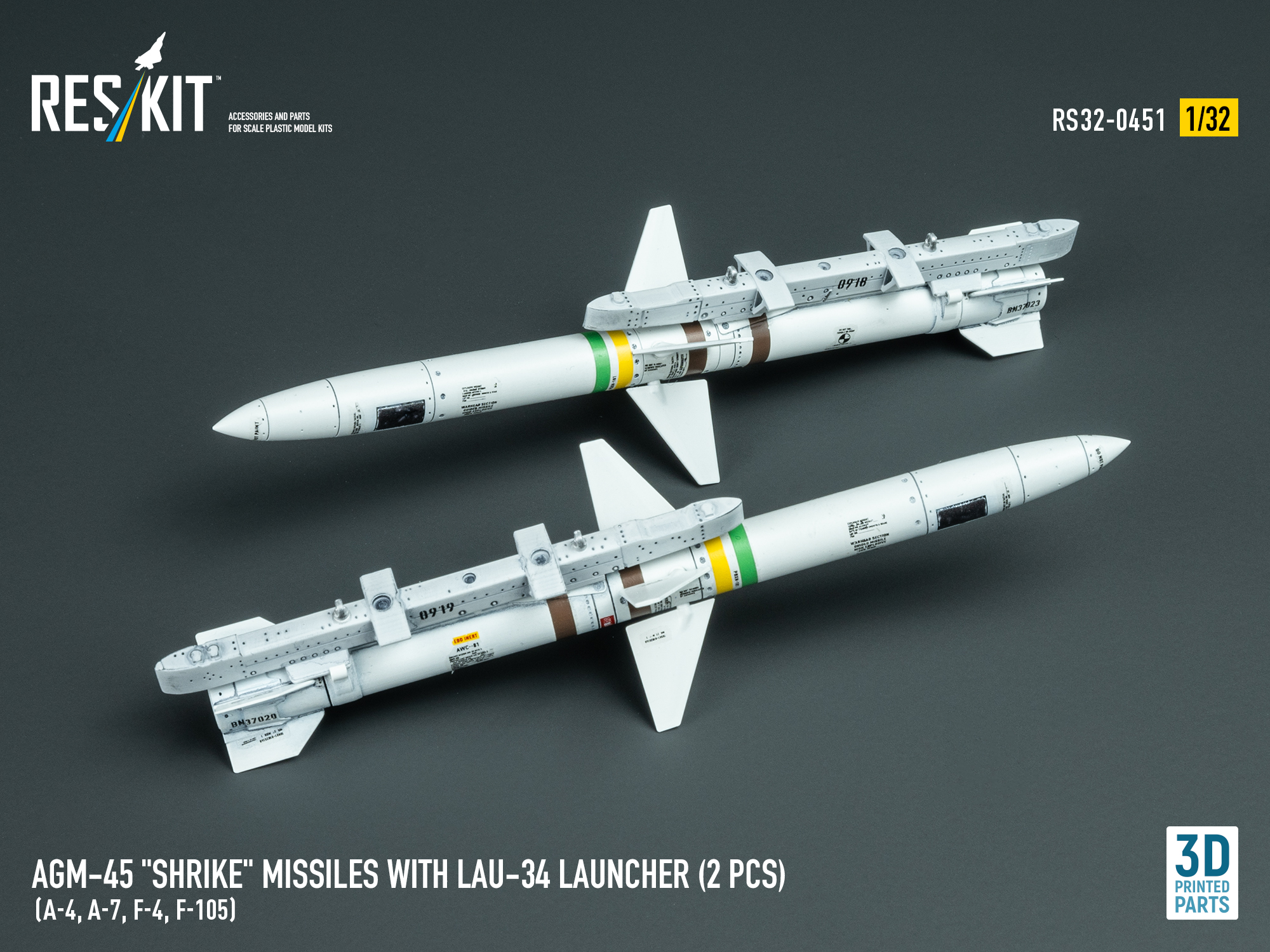 AGM-45 "Shrike" missiles with LAU-34 launcher (2 pcs) (3D Printed) (1/32)