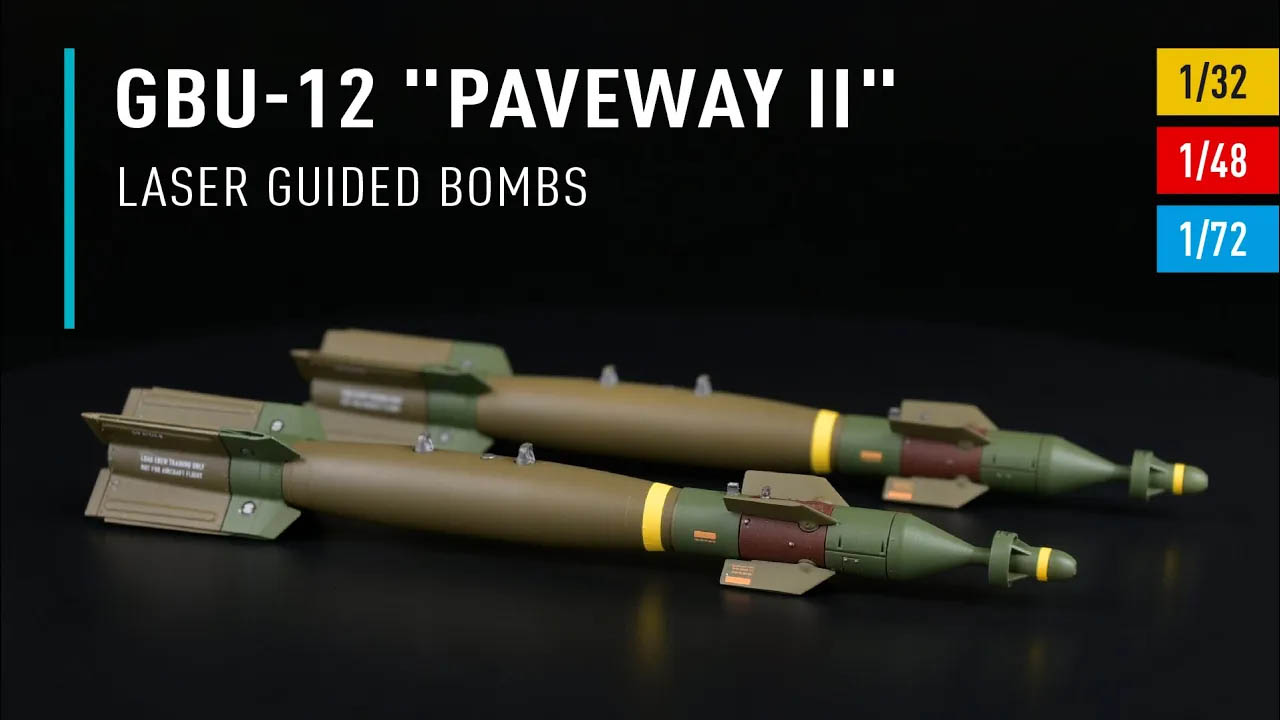 Видео GBU-12 "Paveway II" laser guided bombs (2 pcs) (3D Printed) (1/32)