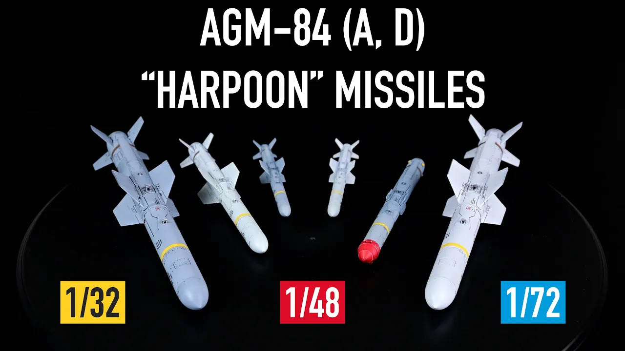 Видео AGM-84 (A,D) "Harpoon" missiles (2 pcs) (3D Printed) (1/32)
