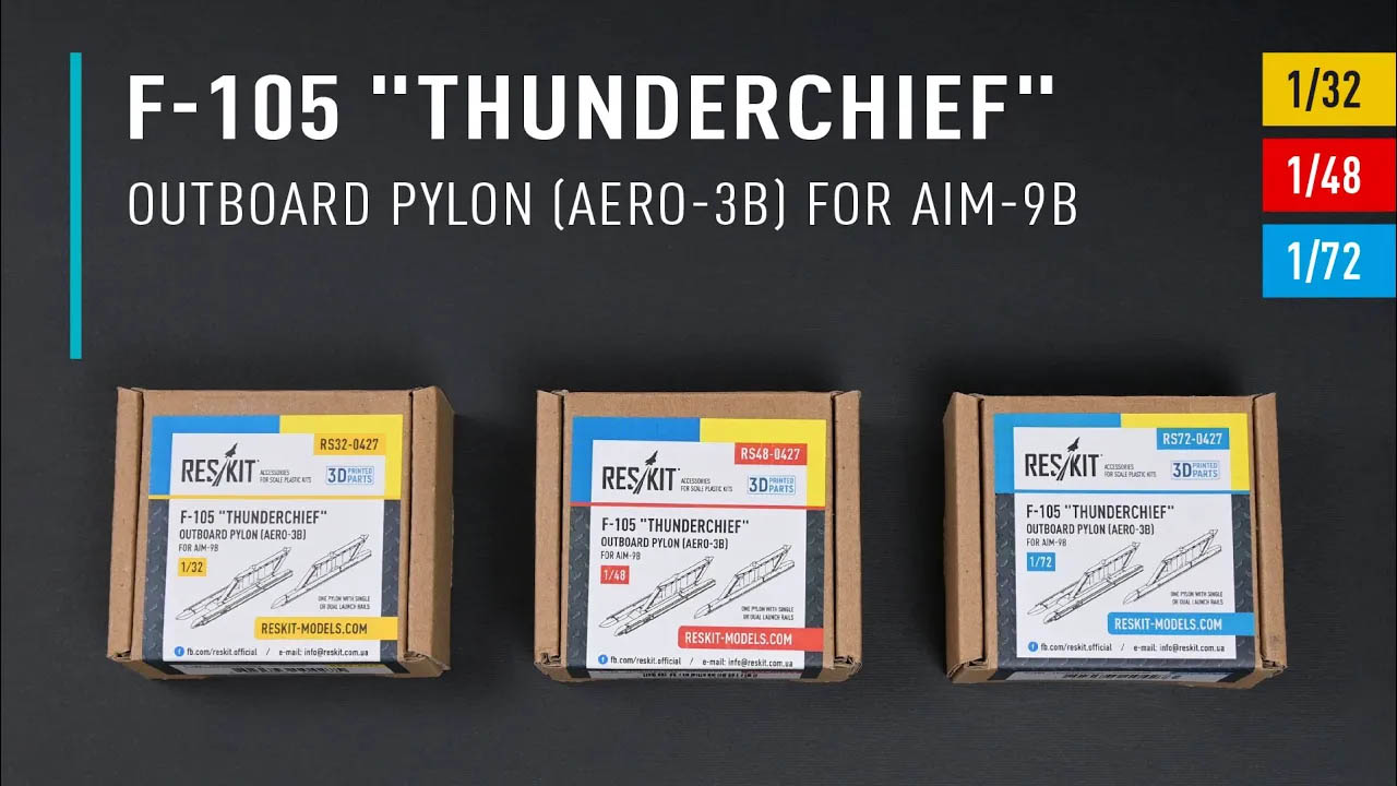 Видео F-105 "Thunderchief" outboard pylon with (AERO-3B) for AIM-9B (3D Printed) (1/32)