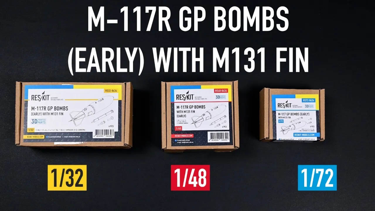 Видео M-117 GP bombs (early) with M131 fin (6 pcs) (3D Printed) (1/32)