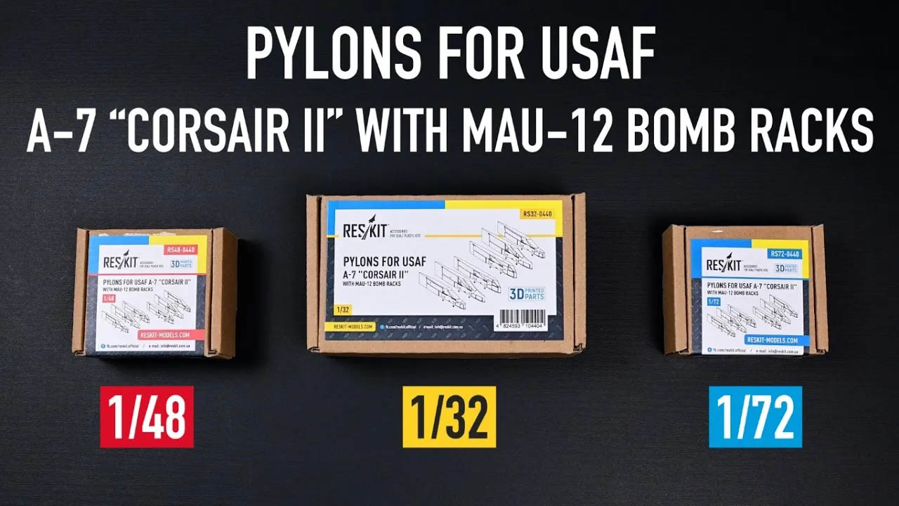 Видео Pylons for USAF A-7 "Corsair II" with MAU-12 Bomb Racks (3D Printed) (1/32)