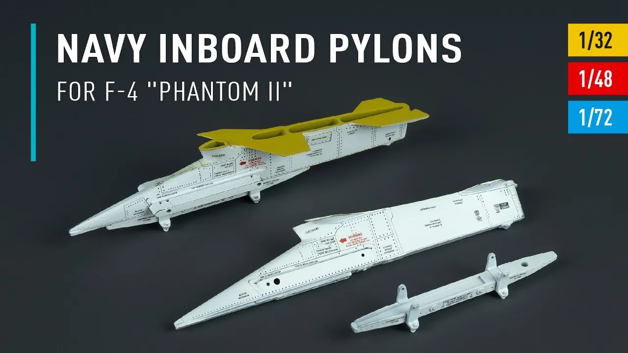 Видео NAVY inboard pylons for F-4 "Phantom II" (2 pcs) (3D Printed) (1/32)