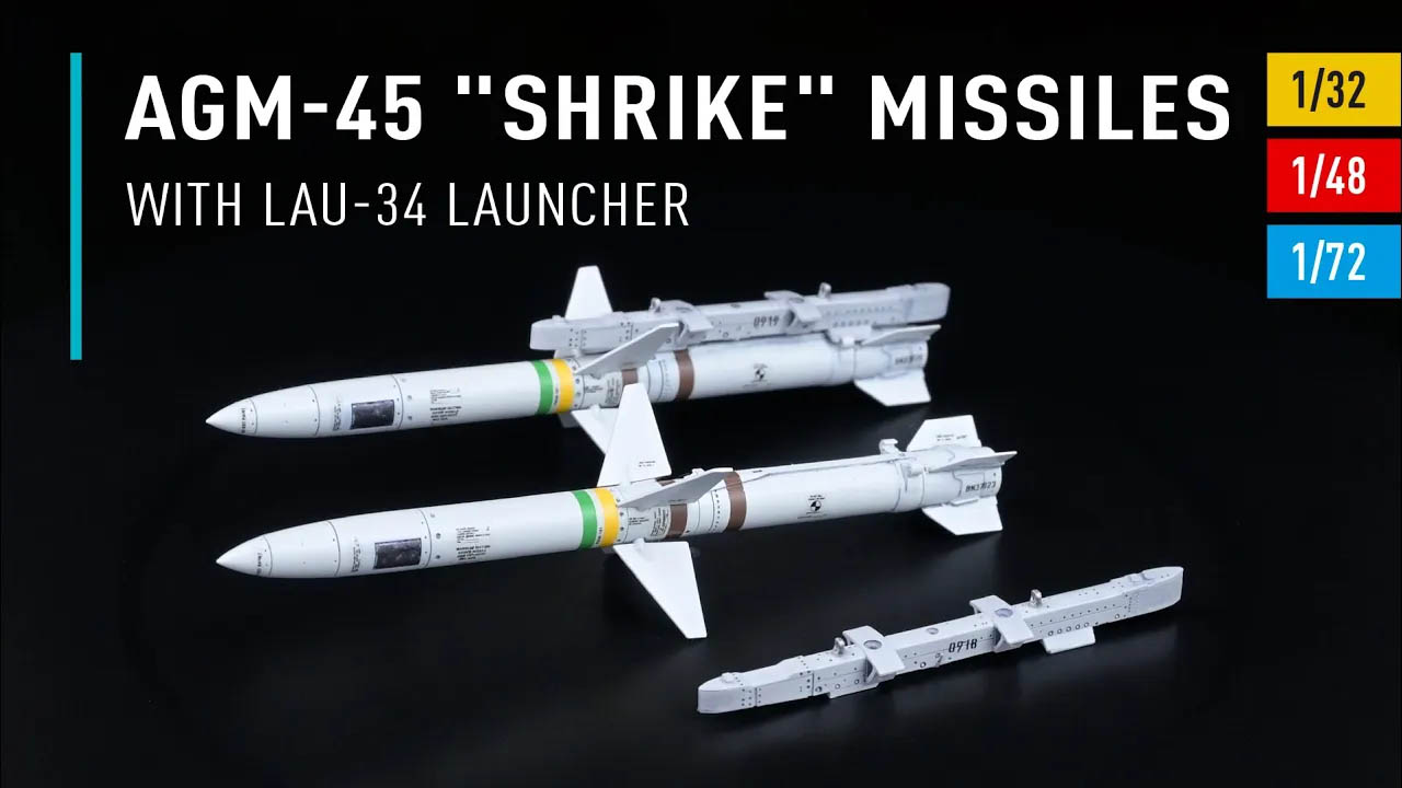 Видео AGM-45 "Shrike" missiles with LAU-34 launcher (2 pcs) (3D Printed) (1/32)