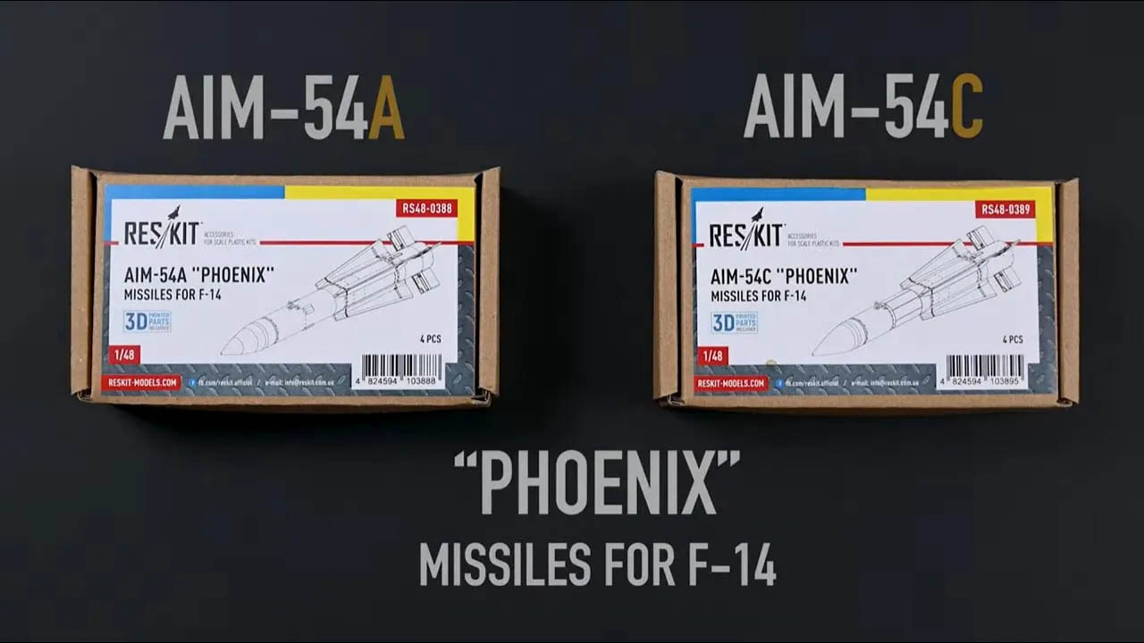 Видео AIM-54A "Phoenix" missiles for F-14 (4pcs) (3D Printed) (1/48)