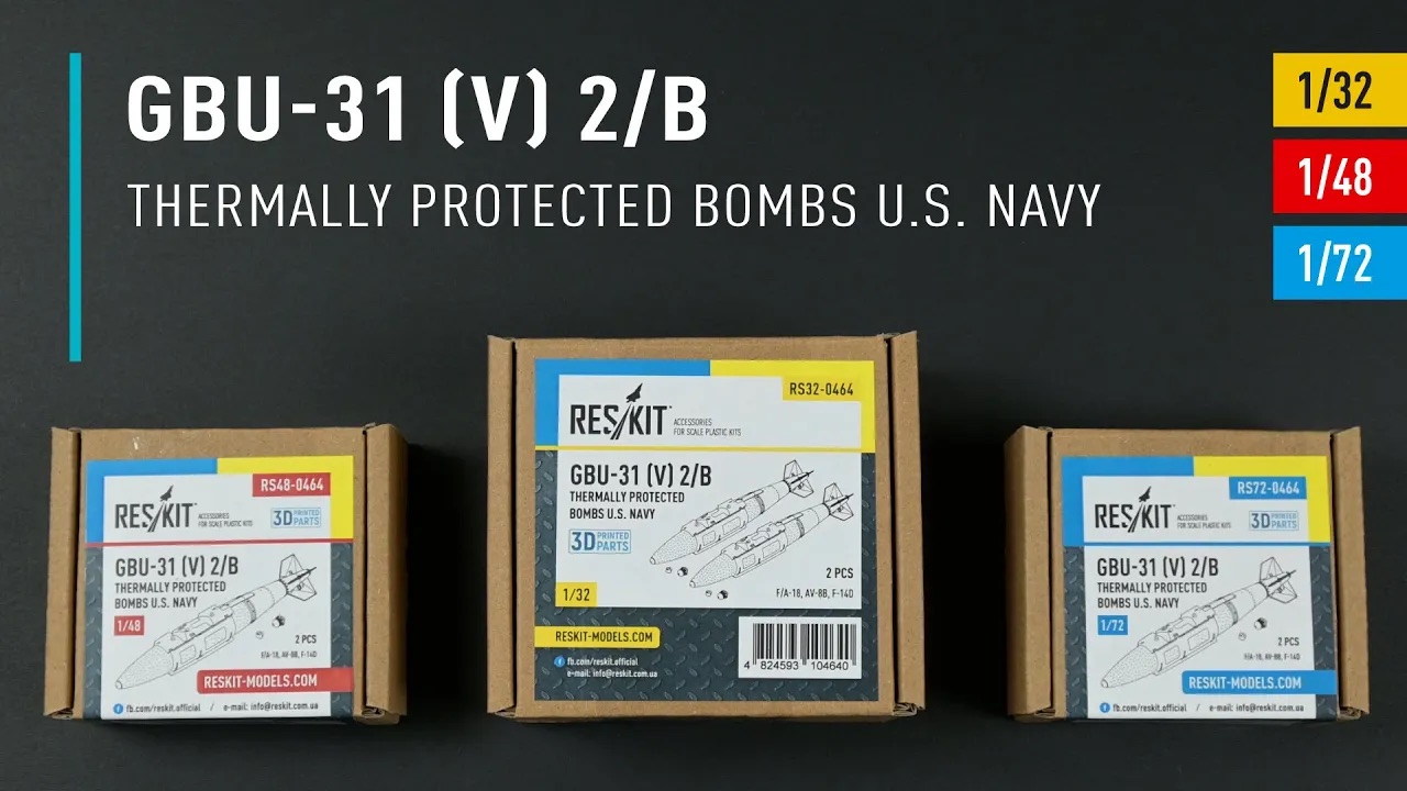 Видео GBU-31 (V) 2/B thermally protected bombs U.S. Navy (2 pcs) (3D Printed) (1/48)