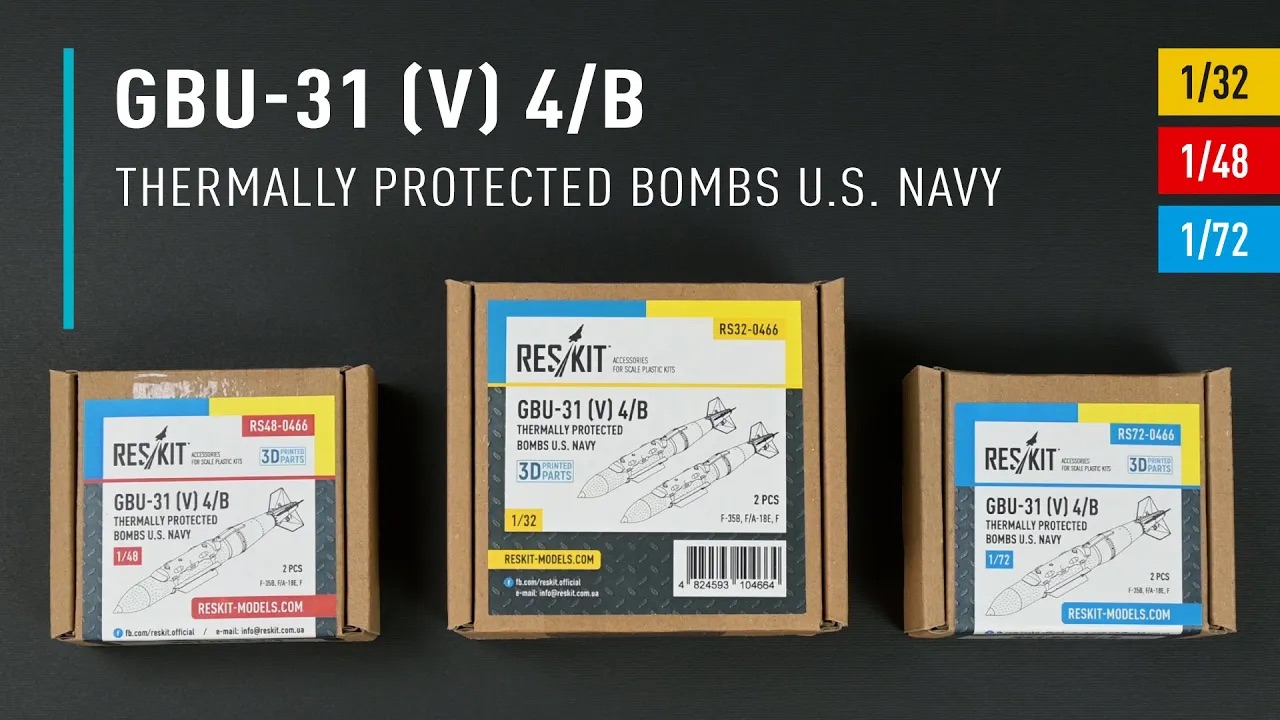 Видео GBU-31 (V) 4/B thermally protected bombs U.S. Navy (2 pcs) (3D Printed) (1/48)