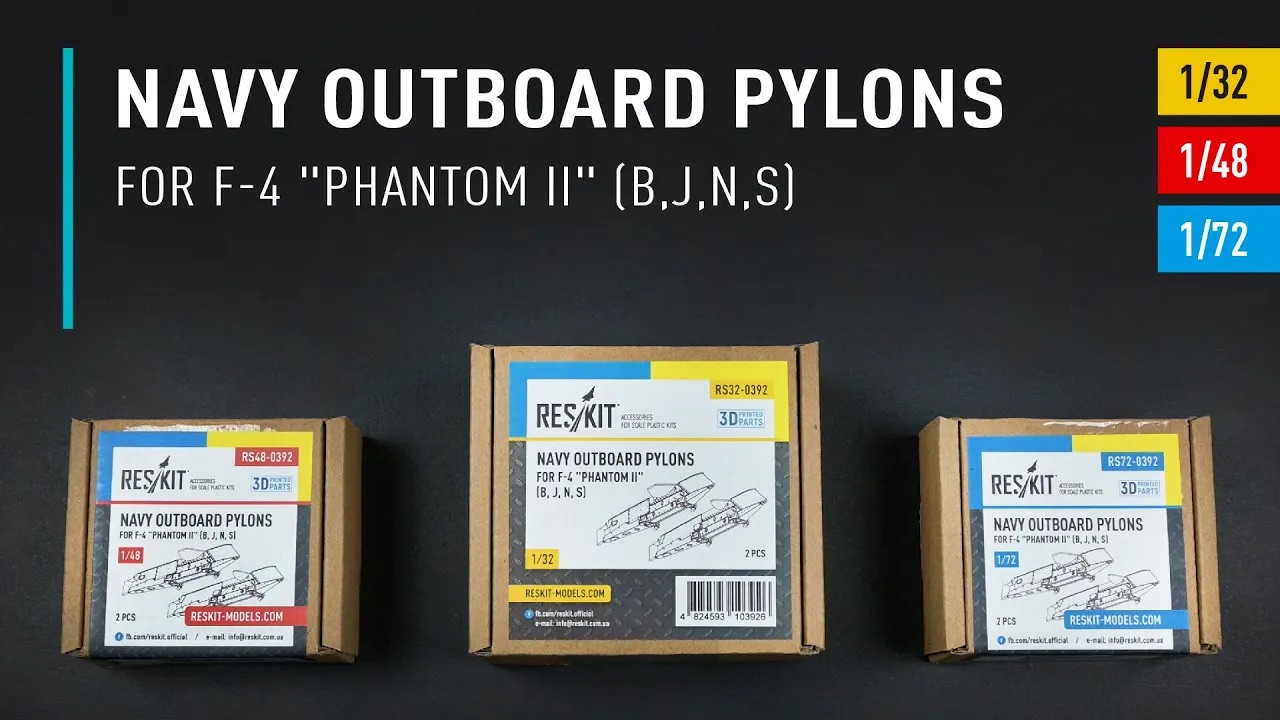 Видео NAVY Outboard pylons for F-4 "Phantom II" (B,J,N,S) (2 pcs) (3D Printed) (1/72)