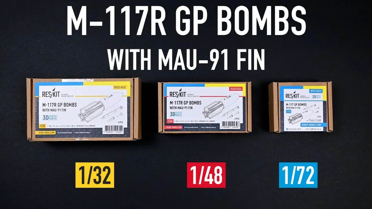 Видео M-117R GP bombs with MAU-91 fin (6 pcs) (3D Printed) (1/72)