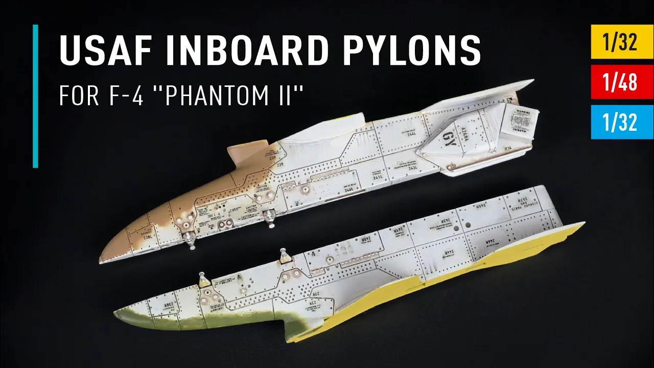 Видео USAF Inboard pylons for F-4 "Phantom II" (2 pcs)  (3D Printed) (1/72)