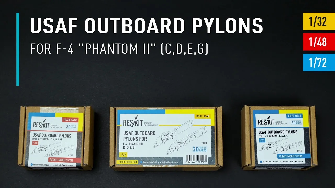 Видео USAF Outboard pylons for F-4 "Phantom II" (C,D,E,G) (2 pcs) (3D Printed) (1/72)