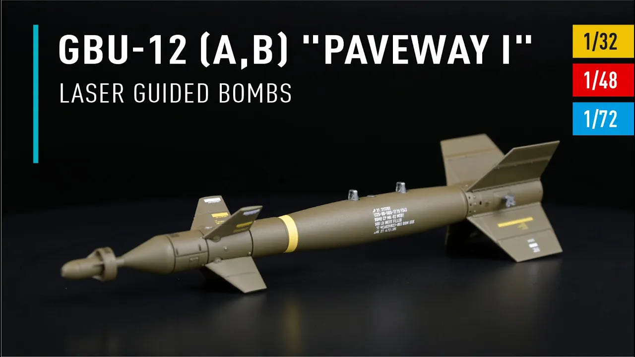 Видео GBU-12 (A,B) "Paveway I" laser guided bombs (2 pcs) (3D Printed) (1/72)